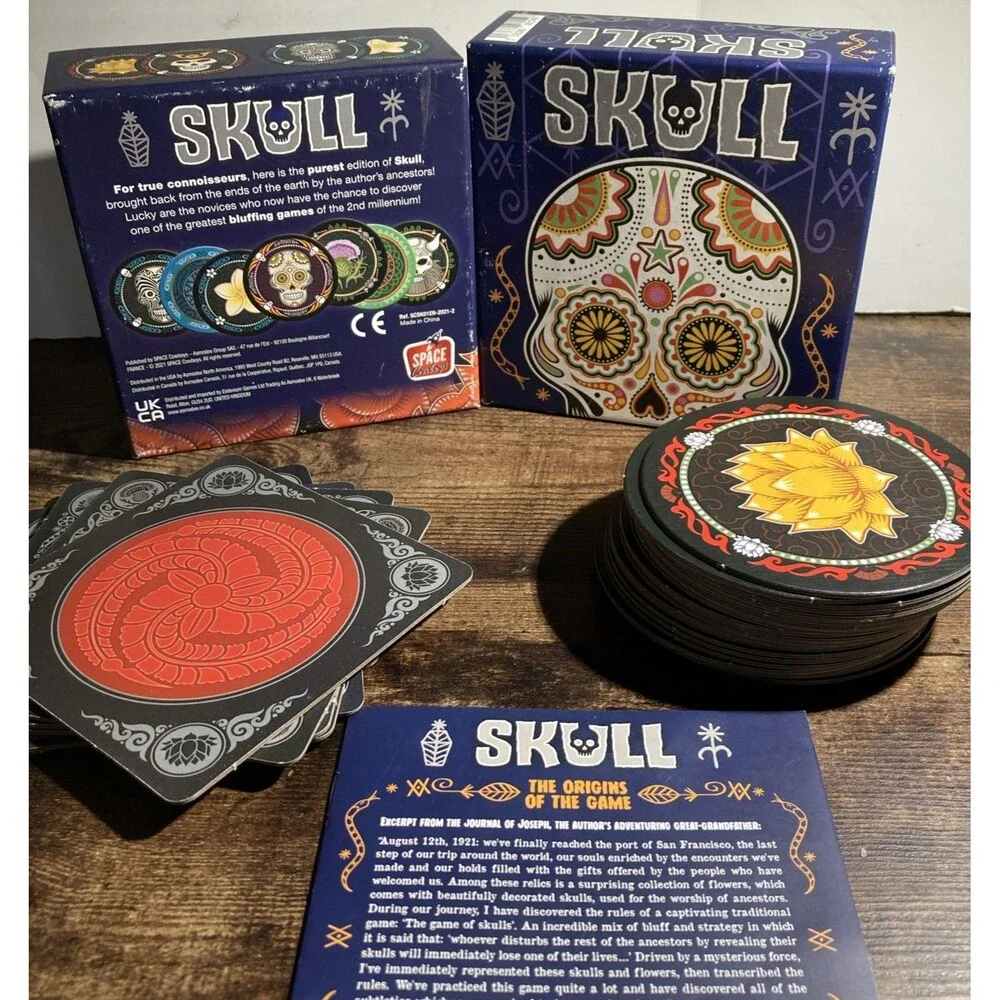 Skull Bluffing Betting Party Game Fast-Paced Strategy Family Board Game